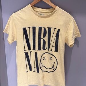 NIRVANA Yellow Short Sleeve Band Tee with Black Logo